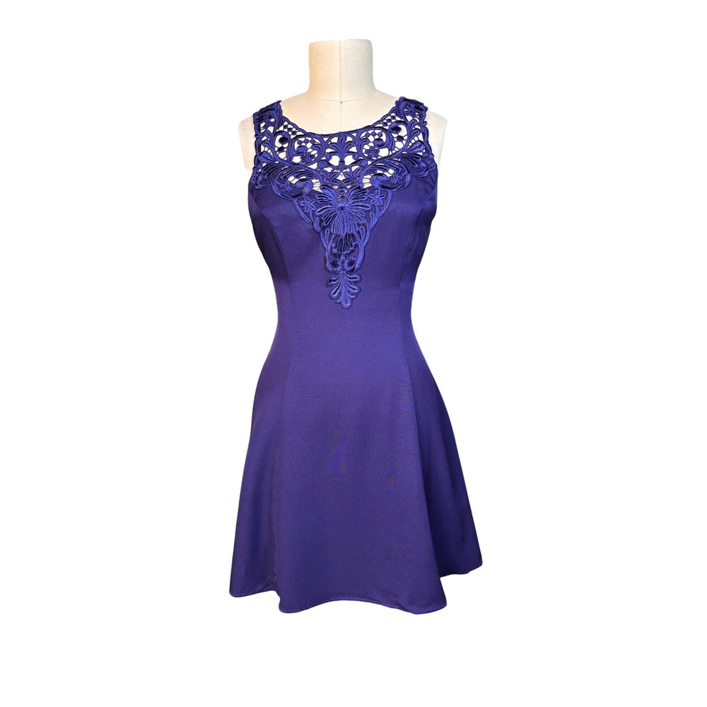 Scott McClintock Cocktail Dress Lace Back Chiffon Rose Purple Vintage